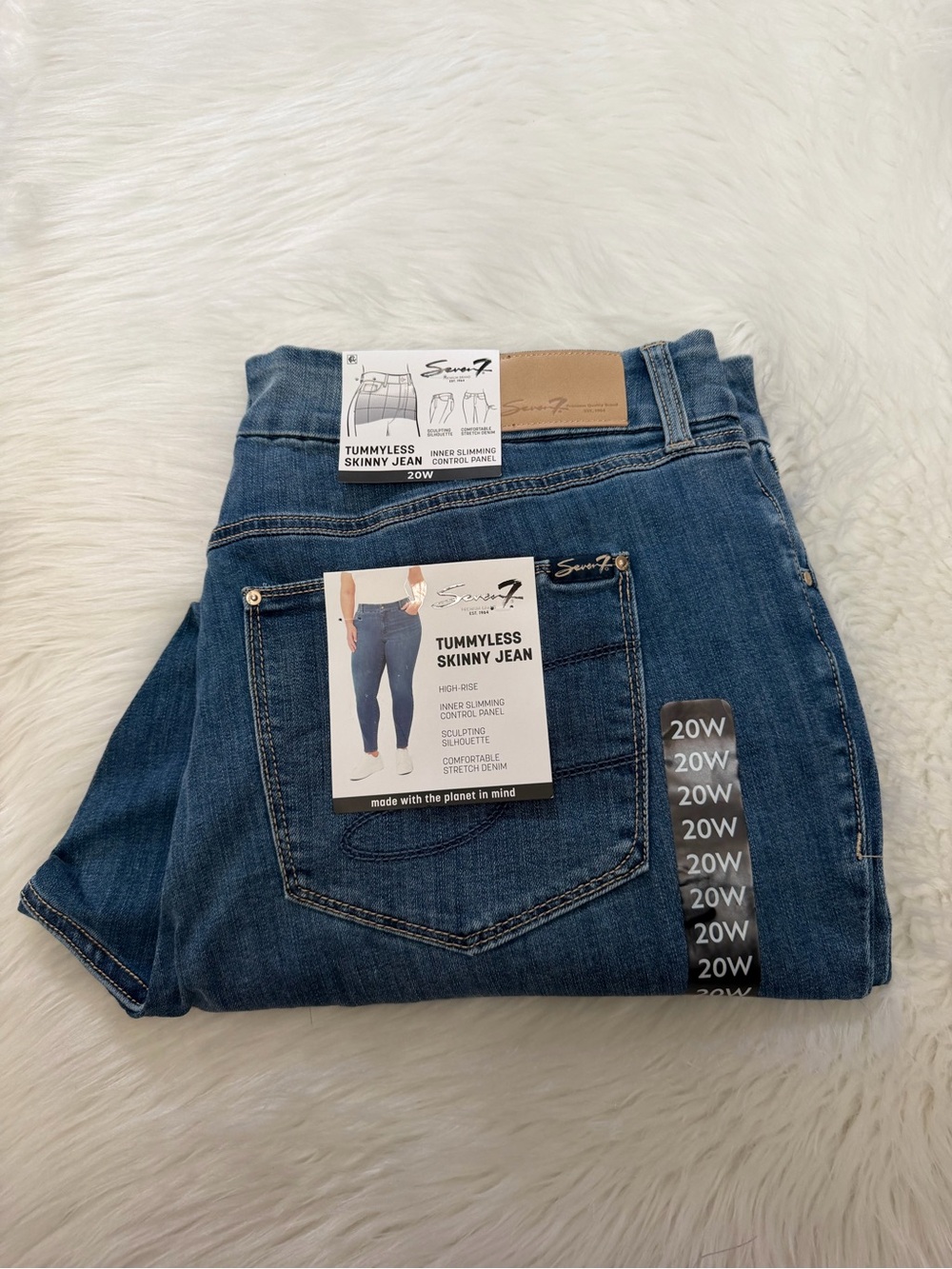 Seven7 Blue Skinny Tummyless Jeans Sz 20W